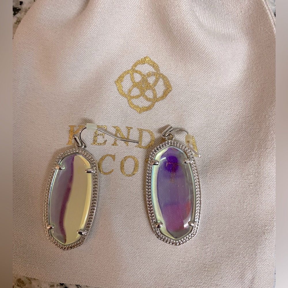 Kendra Scott Elle Silver Dichroic Glass Earrings